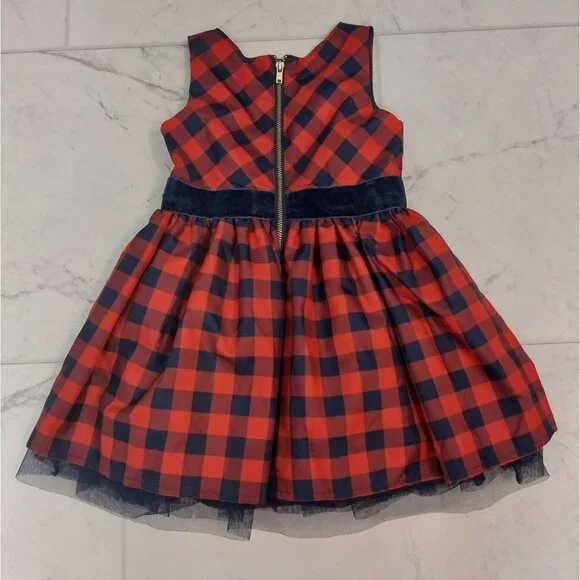 Cat & Jack Girls Navy Blue and Red Checkered Sleeveless Dress sz 2T - Picture 2 of 5